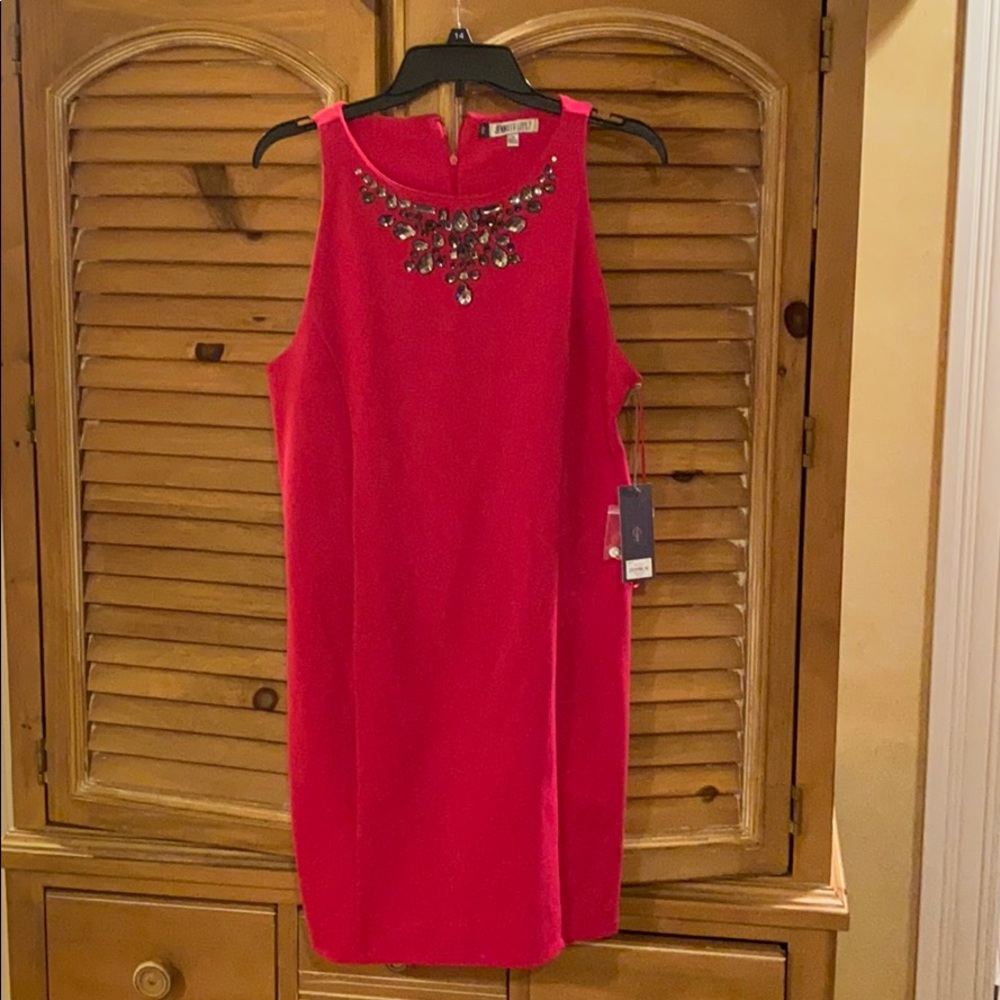 Jennifer Lopez Pink dress stretchy beaded NWT